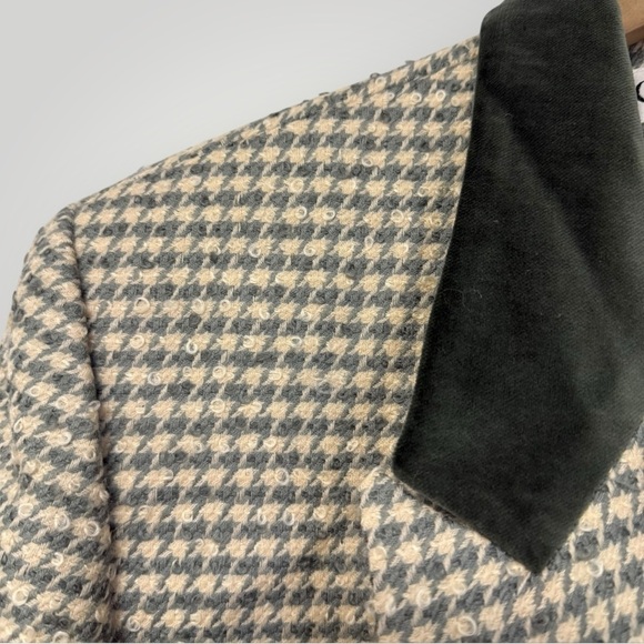 VTG Christian Dior Blazer Houndstooth Wool Mohair Blend Velvet Sz 16 Old Money - Picture 5 of 12